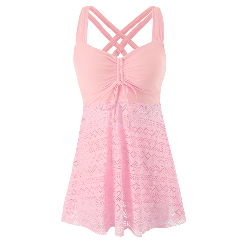 Sommer Store badedrakter Tankini-sett Dame Plus Size Badetøy Strandklær Todelt badedrakt Sportsbasseng Dame Badedrakt