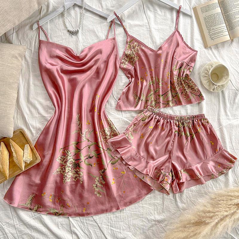European-Style Silk Imitation Backless Slip Dress - Women's Summer Nightgown