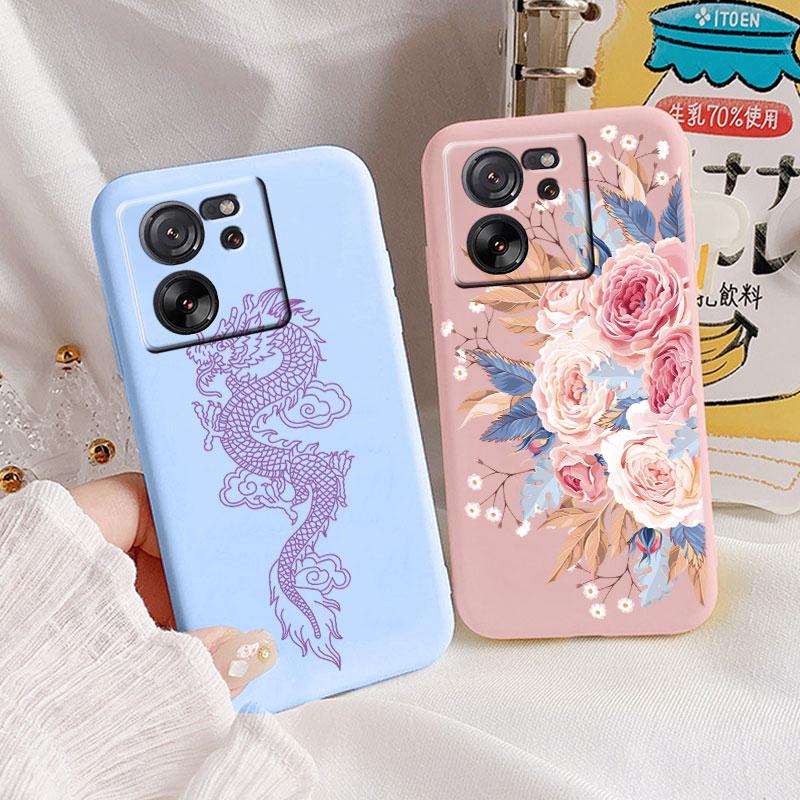 For Xiaomi 13T Pro Case TPU Soft Silicone Coque Flower Pattern Cartoon Painted Phone Cover For Xiaomi 13T Back Protection Capa