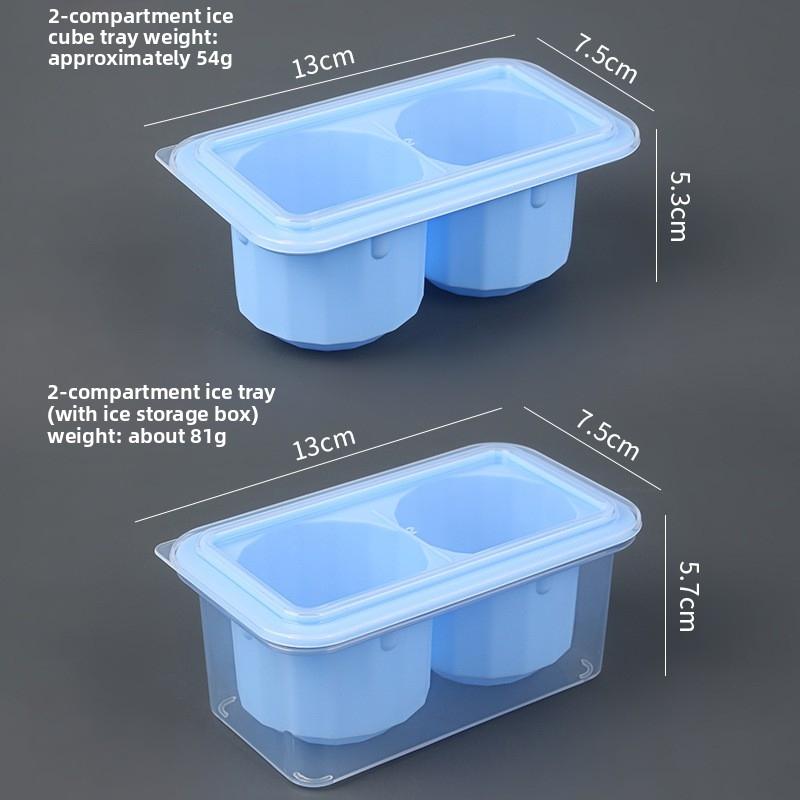 Large Round Ice Cube Tray With Lid, 2 Cavity Silicone Ice Mold, Household Big Ice Making Container Freezing Tool