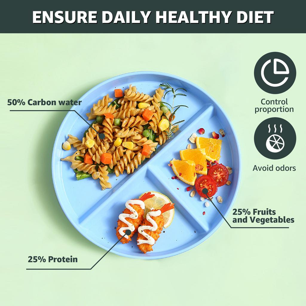 8-teiliges Set: 23 cm große, unterteilte Speiseteller, mikrowellengeeignet, runde Obstsalatteller, wiederverwendbares Küchengeschirr, Kuchen- und Desserttablett