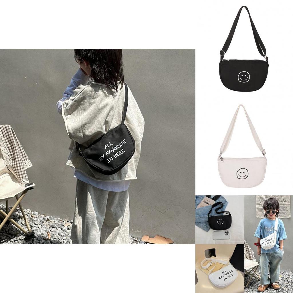 Kids Kids Nylon Shoulder Bag With Letter And Smiley Face Print Design For Outings