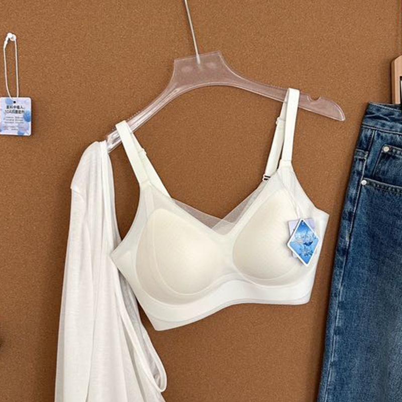 #Ultra-thin cool ice-skin underwear women's small breasts gather and pull up to prevent sagging comfortable bra thin