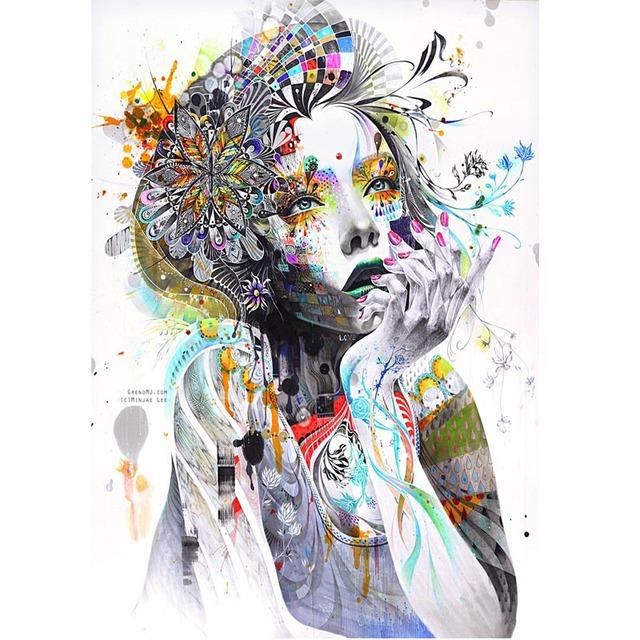 Artă de încredere Fată sexy Postere abstracte fluture floare pene stil nordic pânză pictură acasă perete pentru sufragerie fără cadru