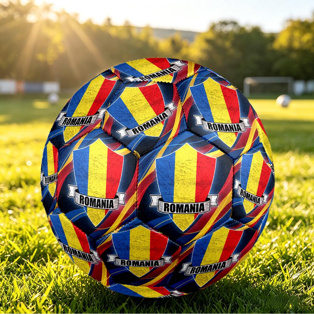 Pallone da Calcio Stampato Romania Taglia 5 Resistente all'Usura Standard per Allenamento Adulti Regalo per tifosi per Partite Sportive Indoor Outdoor