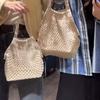 Xiaohongshu Trendy Cotton Knit Hollow-out Tote Bag for Women – Unique Design Net Handbag