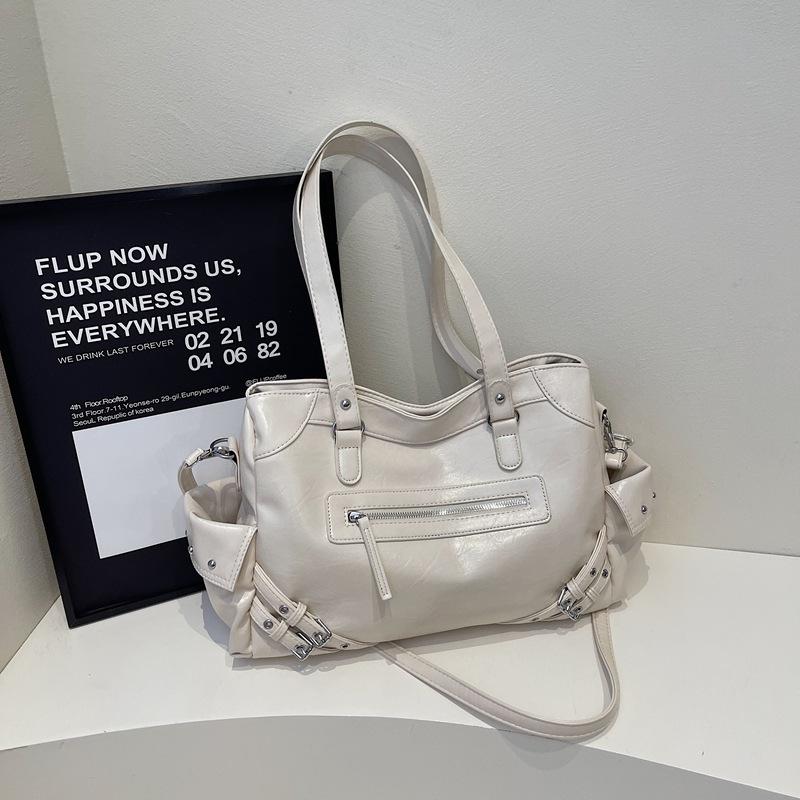 2025 summer new fashionable retro high-value large-capacity bag women's simple tote bag shoulder commuter bag