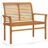 Garden Bench with Red Cushion 112 Cm Solid Teak Wood