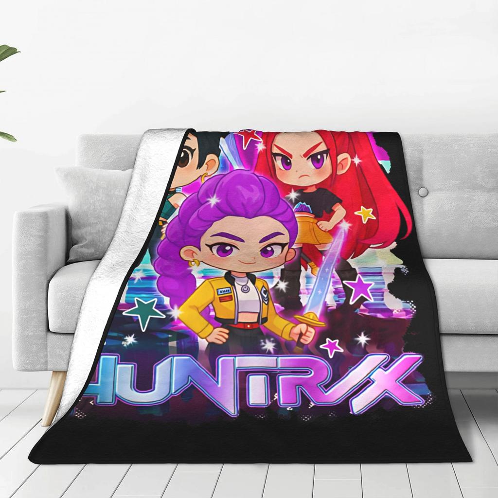 Huntrix Girl Kpop Démon Mira Rumi Joey Deku Teplá Měkká Plyšová Přehozová Deku Pro Pohovku Postel Kempování Flanelová Přikrývka Potah na Postel