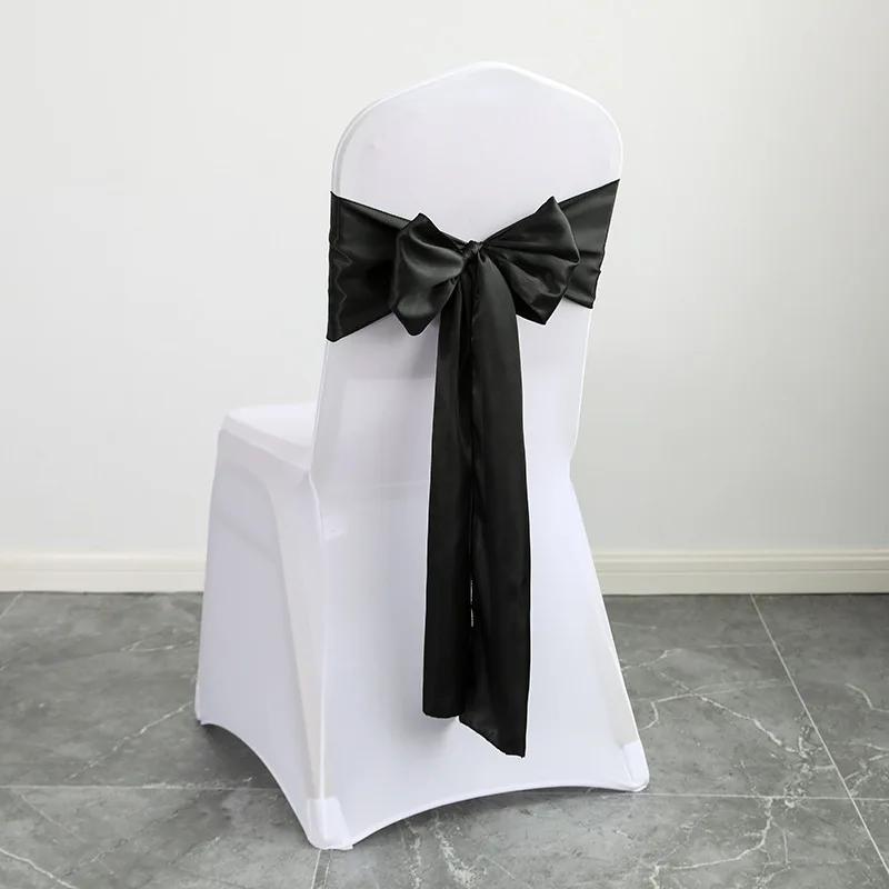 10/50pcs Satin Chair Sash Bows Chair Cover Ribbons For Wedding Banquet Party Baby Shower Event graduation ceremony Decoration