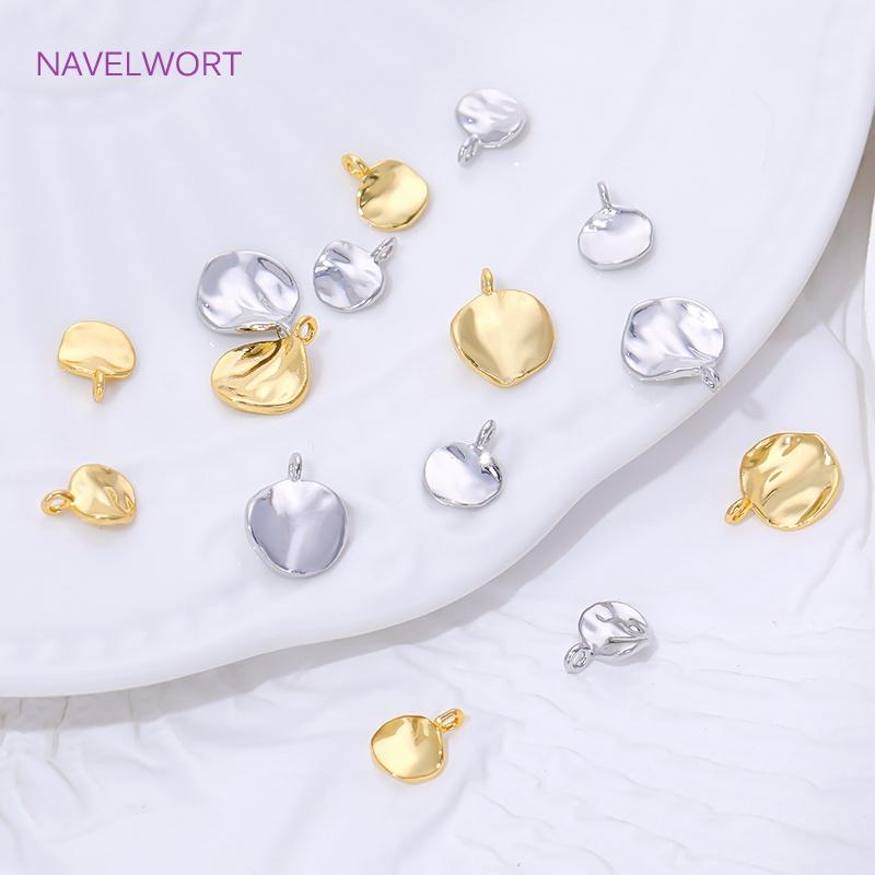 6/8MM 18K Gold Plated Irregular Round Charms For Bracelets,Brass Small Pendant Charms,DIY Necklace Jewelry Making Accessories