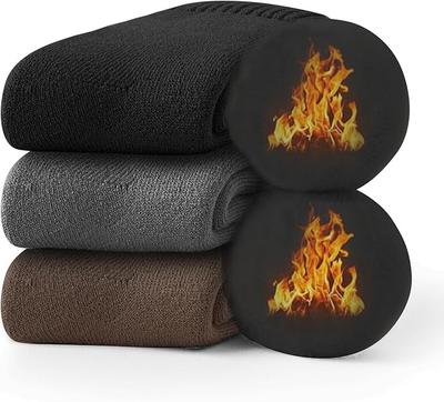 Kemiuu Winter Socks Ultra Heat Warm Room and Perfect for Indoor Use Dark and Smoke Men's [Extra Thick, Warm, 360° Retention] Socks, 3/5-Pair Set,