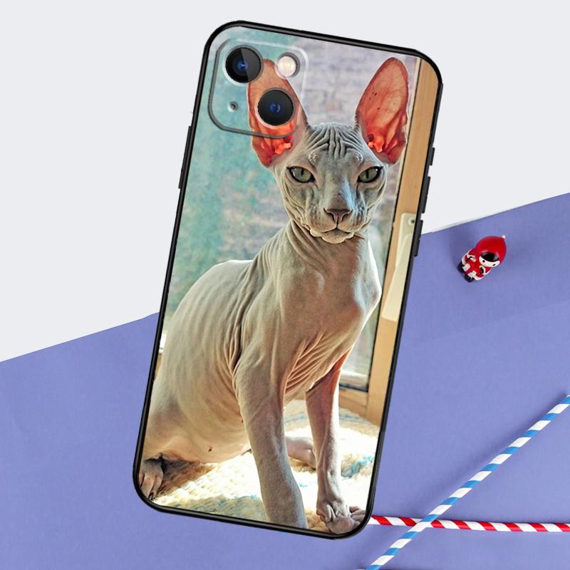 Sphynx Cat Phone Case For iPhone 16 15 Pro Max 12 13 Mini 11 14 Pro Max XR 16 15 Plus 16e Cover Coque