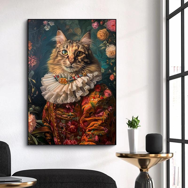 Premium Funny Pet Portrait Posters Horse Giraffe Stag Cat Prints Canvas Printing Vintage Animal Wall Art Picture for Home Decor