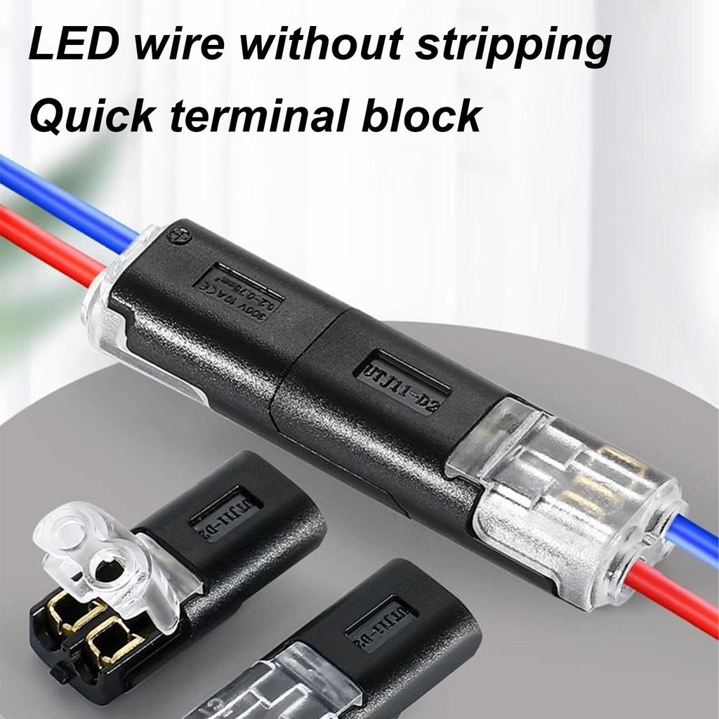 30pcs 2-Pin Wire Connector Nylon Insulated Copper Quick Connection Terminal Block Suitable for Low Voltage Cable No Stripping