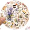 50 stk/sett Retro Letter & Flowers Art Series 01 klistremerker DIY Mote Vanntette Doodle Decals klistremerker