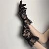 Sexy Transparent Lace Flower Thin Women Gloves Stage Performances Halloween Cosplay Wedding Party Princess Dress Accessories