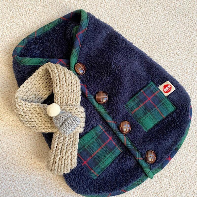 Pet Dog Cat Warm Fleece Outfit With 3D Ears Winter Coat Small Pets