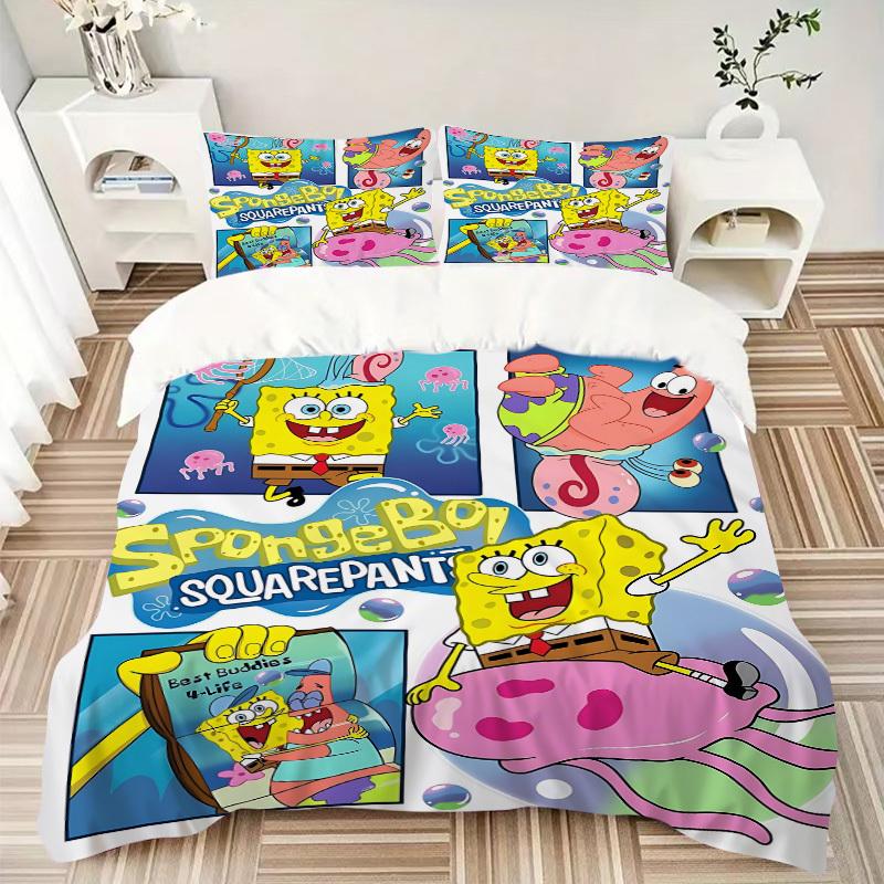3pcs SpongeBob Bedding Set: Perfect for Bedroom or Guest Room. Soft and Comfortable with No Core Included Yy251010129