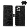 For iPhone 13 Pro Crocodile Top Layer Cowhide Leather Phone Case