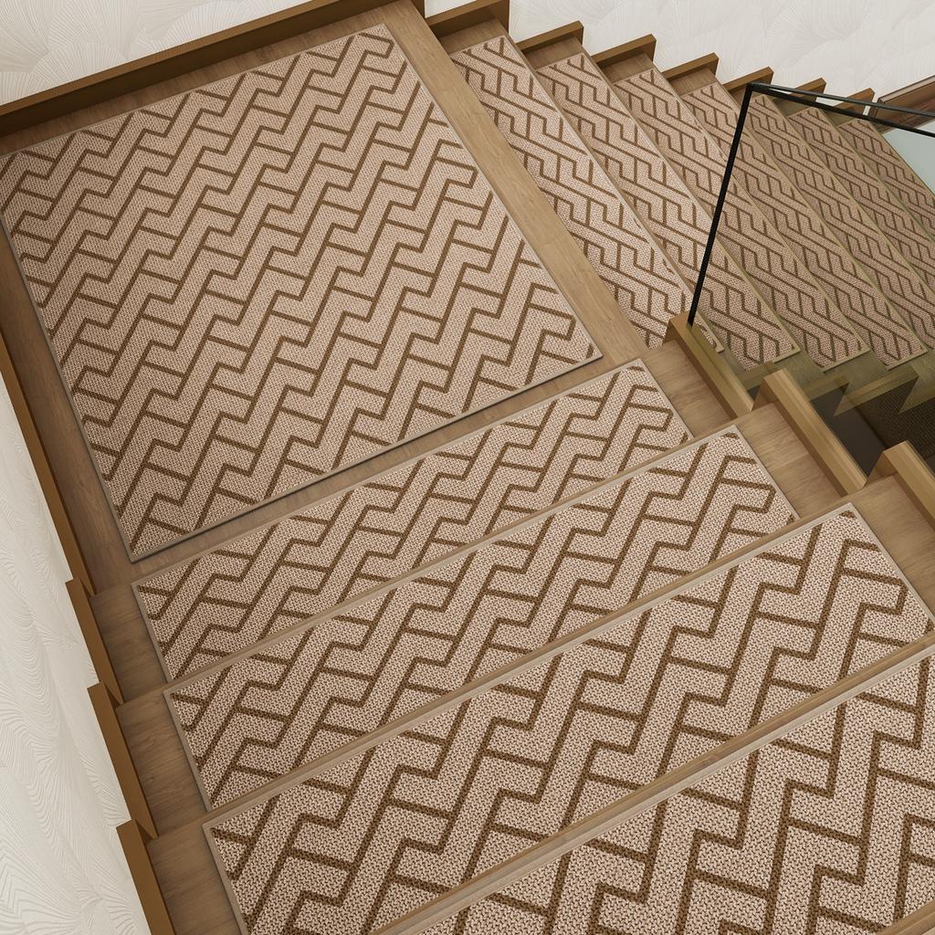 Linen Stair Treads, Non-Slip Stair Mats with Rubber Backing, Absorbent Dirt-Resistant Wear-Resistant Soundproofing Carpet
