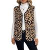 Gilet Senza Maniche Scollo a V da Donna Nuova Giacca Cardigan Stampa Leopardo per Autunno e Inverno