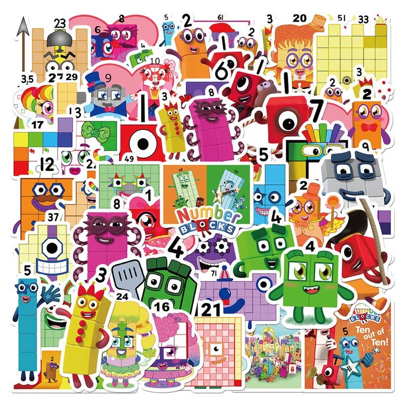Stickers Numberblocks 50pcs Waterproof Adhesive Reusable Decoration For Cases