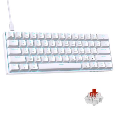 DIERYA Gaming Keyboard Red Axis Mini Small Mechanical Keyboard Layout 61 Keys English Layout Wired Keyboard Detachable USB C Power Cable For Windows