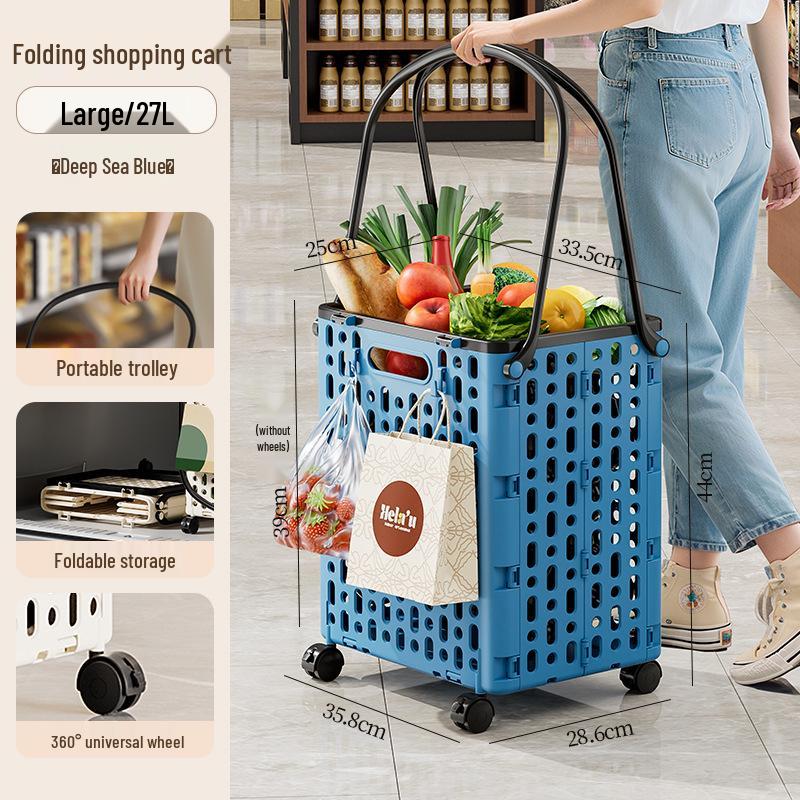 Foldable Multi-Functional Handcart: Compact Trailer for Shopping, Vegetables, and Express Pickups