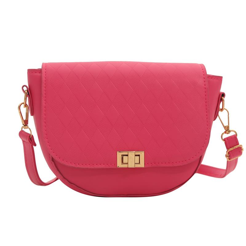 

Женская сумка модная сумка-седло текстура ПУ сумка на плечо простая однотонная сумка-мессенджер роза розовый