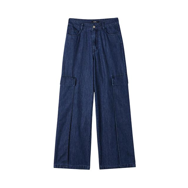 LAP Denim-Like Big Cargo Wide Pants Aq2Dp565