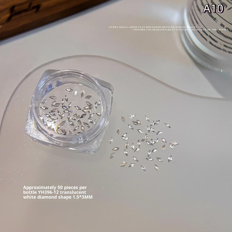 Mixed Zircon Nail Rhinestones Shiny Nail Diamond Flat Nail Gems Glass Stones Nails Decoration Nail Charm Diy Manicure Art