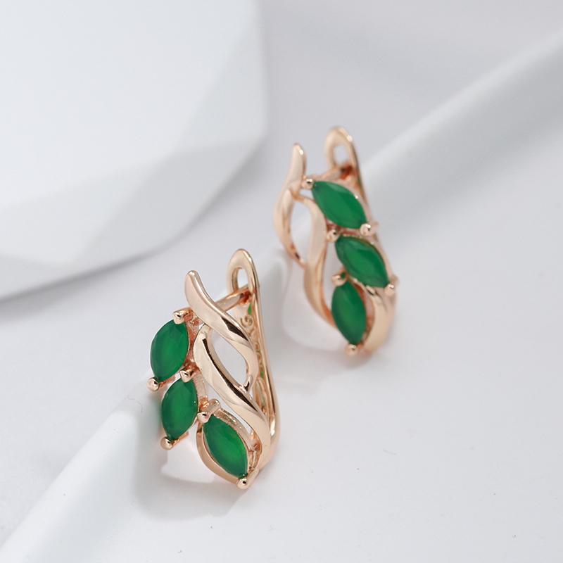 Kinel Fashion Green Leaf Ohrringe für Mädchen Rose Gold Farbe Party Hochzeit Schmuck