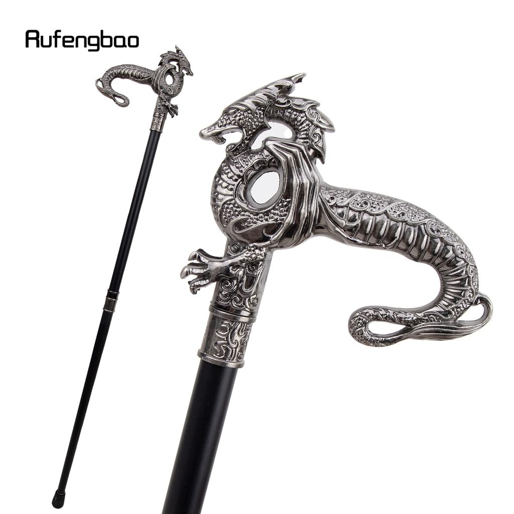 Baston de plimbare Dragon de lux argintiu Baston decorativ de moda Gentleman Elegant Cosplay Trestie Buton Crosier 93cm