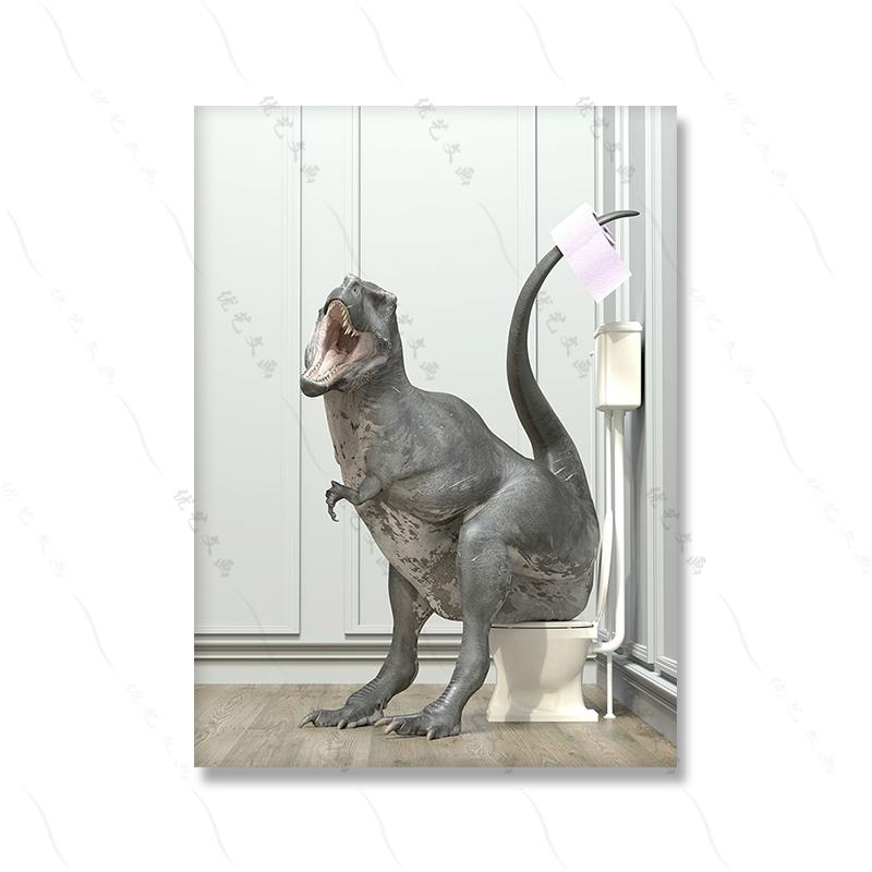 

Животное Ретро Ванная Комната Туалет Wall Art Холст Картина Забавная Панда Динозавр Фламинго Ванна Плакат Принт Детская Комната Домашний Декор 40x50cm No Framed