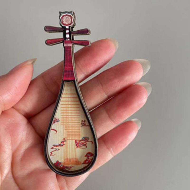 

Наклейка на холодильник в китайском стиле, национальный музыкальный инструмент, реквизит для фотографии, пипа, античный стиль, декоративные магнитные наклейки 8.6CM