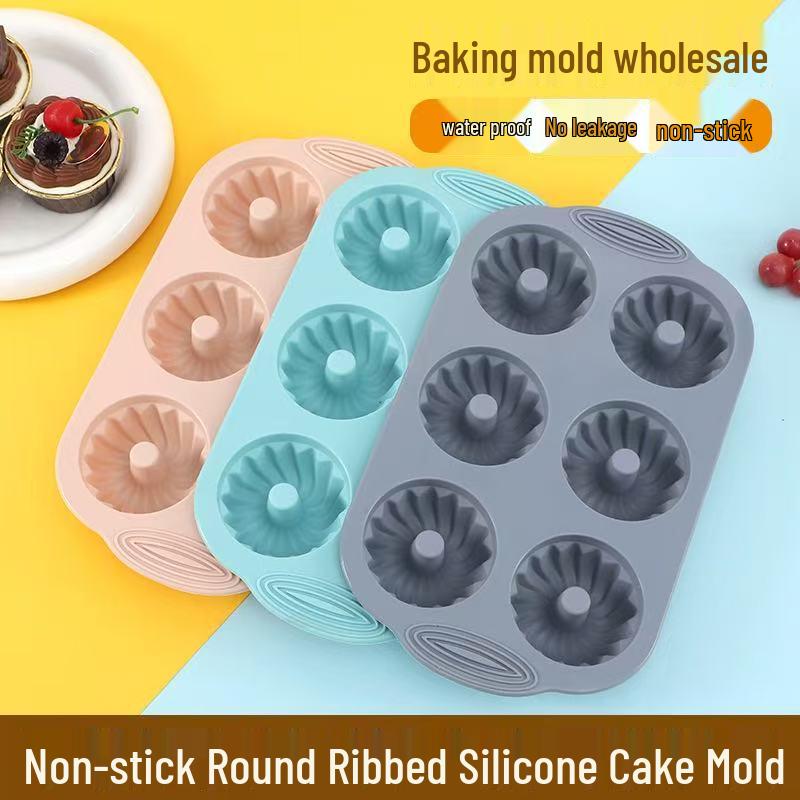 Food Grade Silicone 6-Cavity Donut Cake Mold for Easy Release Baking