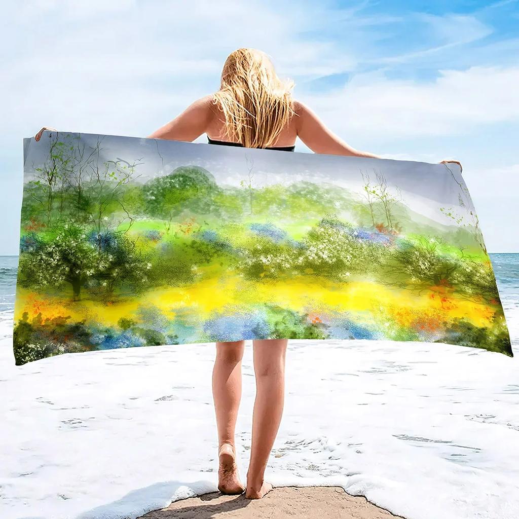 Comfy Bath Towels Oil Paintings Soft Bathing/Beach/Camping Towel Quick Fast Dry Sand Free for Women Men Girls Boys Large Size