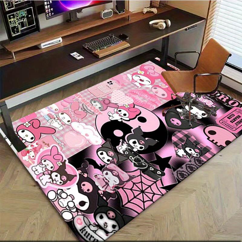1pc Sanrio Kuromi Mermaid Printed Office Carpet Rectangle Rug Under The Table,Perfect Room Decor for Living Room, Bedroom, Kitchen, Non-slip Floor Mat