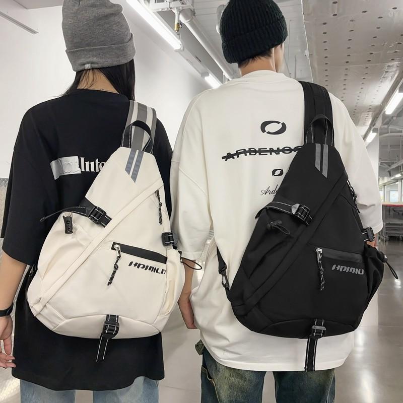 Yiran Bag Men's White/Gray/Black New Leisure Large Capacity One Shoulder Messenger Bag Outdoor Travel Bag Fe Schoolbag Student Multifunctional Chest Bag