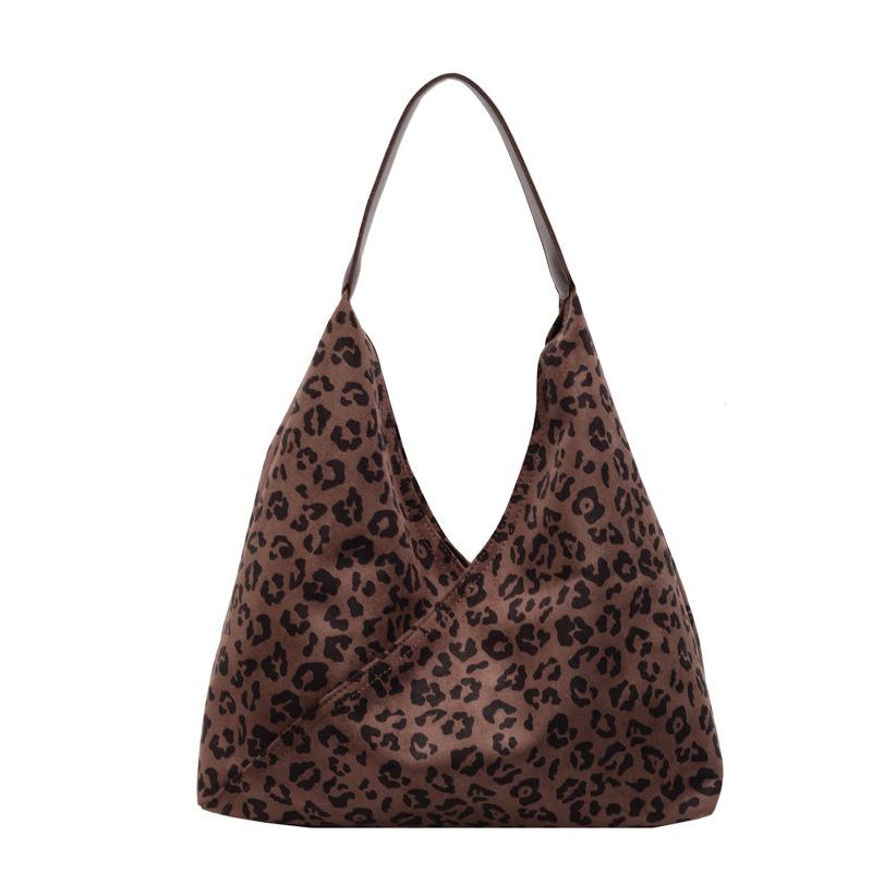 Fashionable Khaki Brown Coffee Leopard Tote Bag For Women Urban Minimalist Style