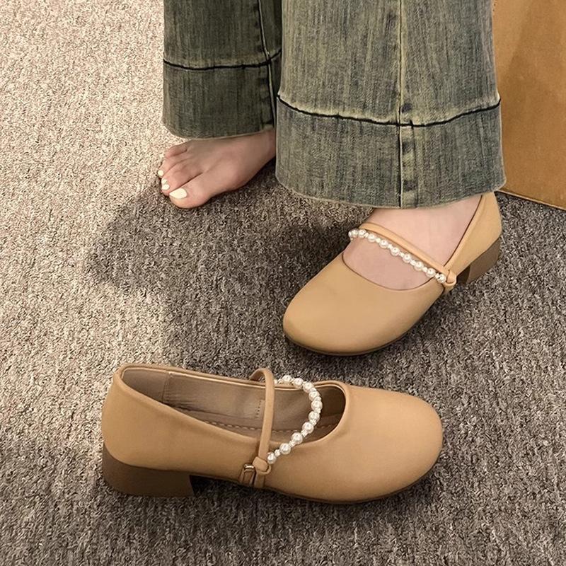 Late Evening Breeze Gentle Shoes Thick Heel Single Shoes Women's 2025 New Summer Mary Jane Shoes with Skirts Soft-soled Maternity Shoes