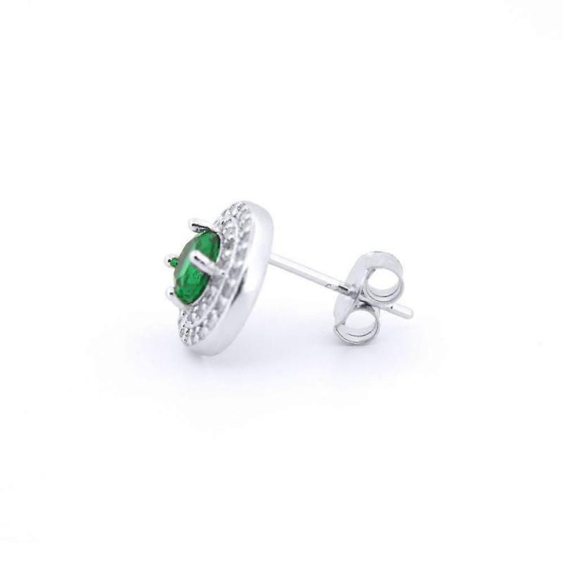 Green Zircon Double Halo Cluster Stud Earrings