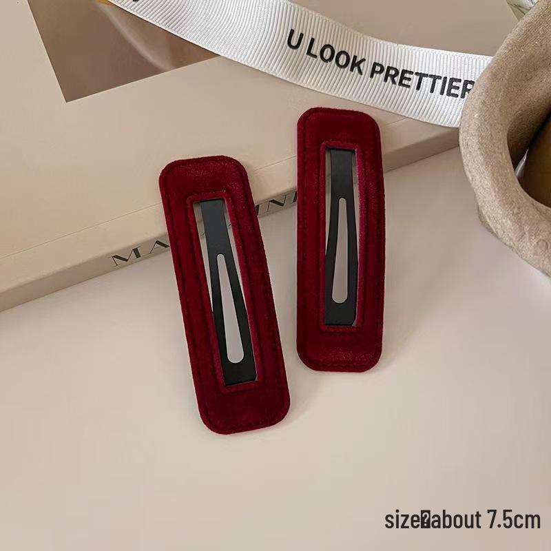 French Retro Red Cloud Waterdrop Hair Clip for Women - 2025 Temperament BB Side Clip Headwear