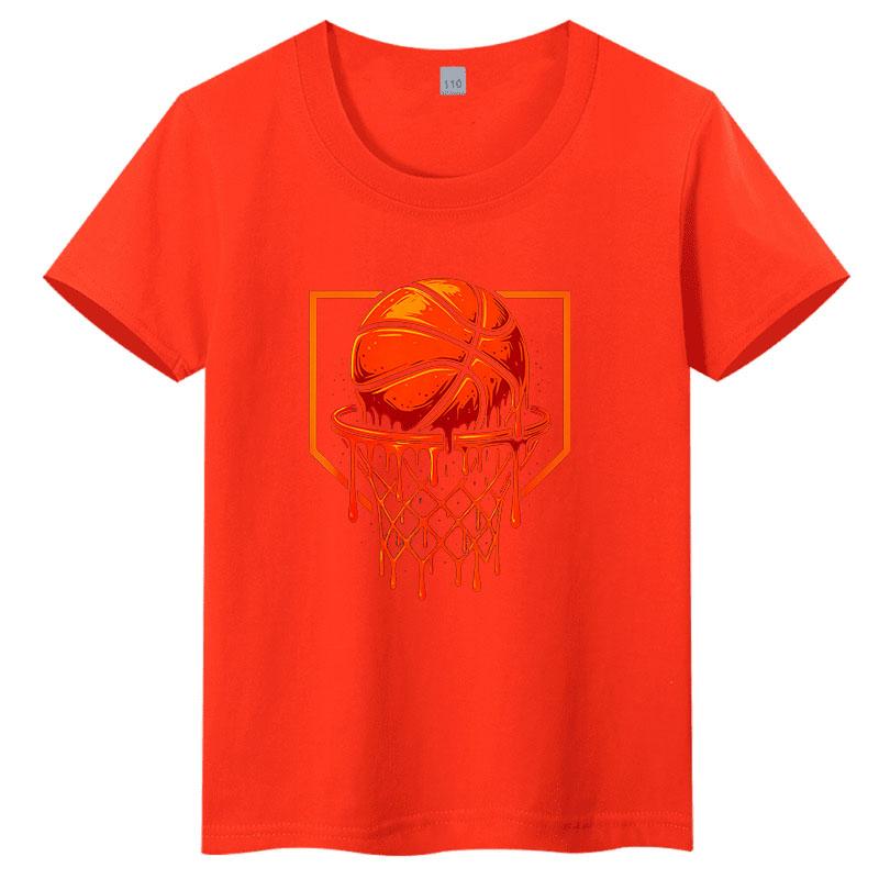Rebounding basketball childrens Tshirt pure cotton round neck fashionable parentchild outfit candy color family outfit