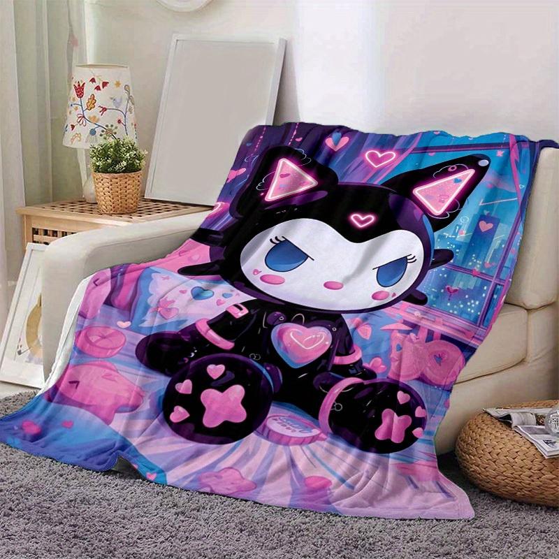 1pc. Cute Cat Neon Light Heart Print Blanket - Home Office Outdoor Gift for All Seasonsz041770
