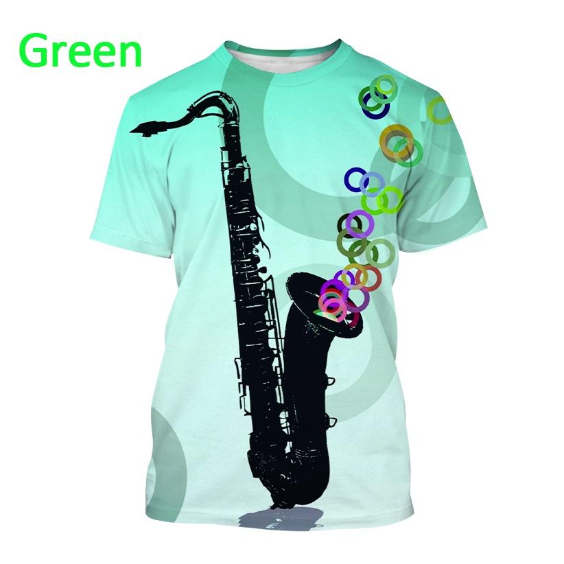 Men's Music Art Short-sleeved T Shirt 3D Printed New Jazz Musical Instrument Saxophone T Shirt Harajuku Style Streetwear Top