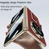 Adjustable Wristband Holder Plated Gold Frame Leather Hinge Case for Honor Magic V5 with Glass Film Lens Protect Cover