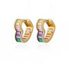 Luxury Heart-Shaped Colored Zircon Ear Cuffs, 18k Gold-Plated, Retro European & American Style Hoops