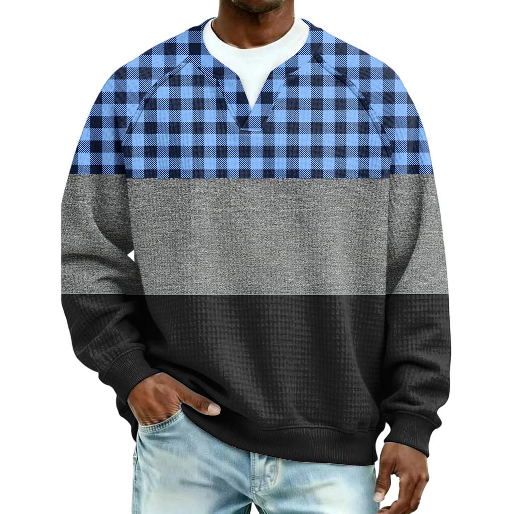 Herrfritidshuva Utomhus V-hals Vågmönster Långärmad